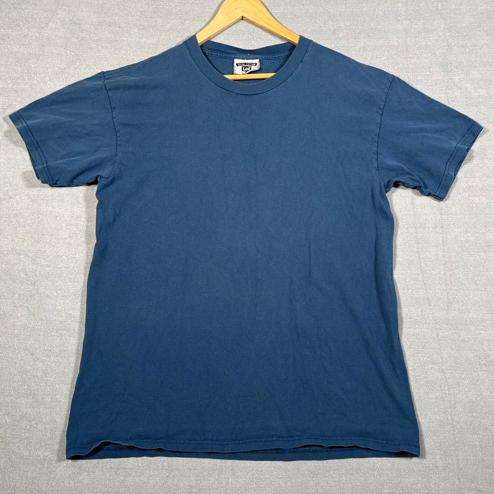 Lee Total Cotton Vintage Made in USA Short Sleeve T-Shirt Mens L Blue Cotton